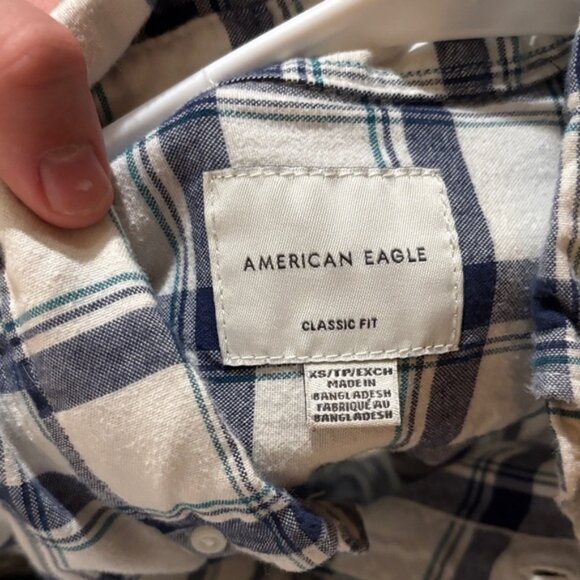 American Eagle Outfitters Navy and White Checkered Shirt - Picture 2 of 3